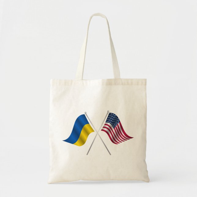 American flag and Ukrainian flag Tote Bag (Front)