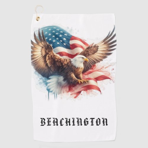  American Flag AP16 Bald EAGLE USA Golf Towel