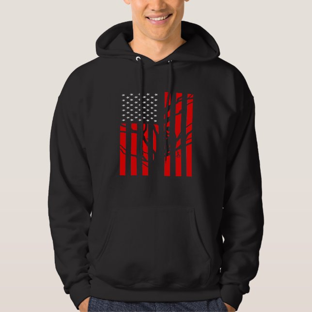 American Flag Arborist For Men Cool Tree Hoodie (Front)