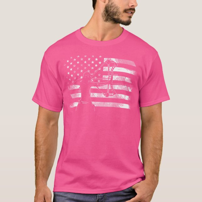 American Flag Archer Girl Archery Bow Hunting Usa  T-Shirt (Front)