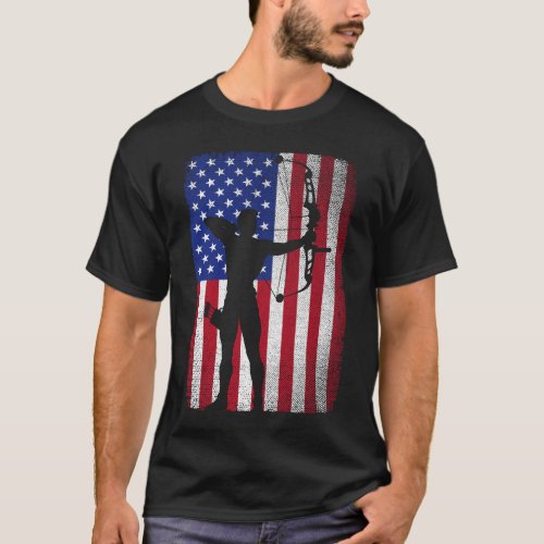 American Flag Archery Bowhunting For Archer Hunter T_Shirt
