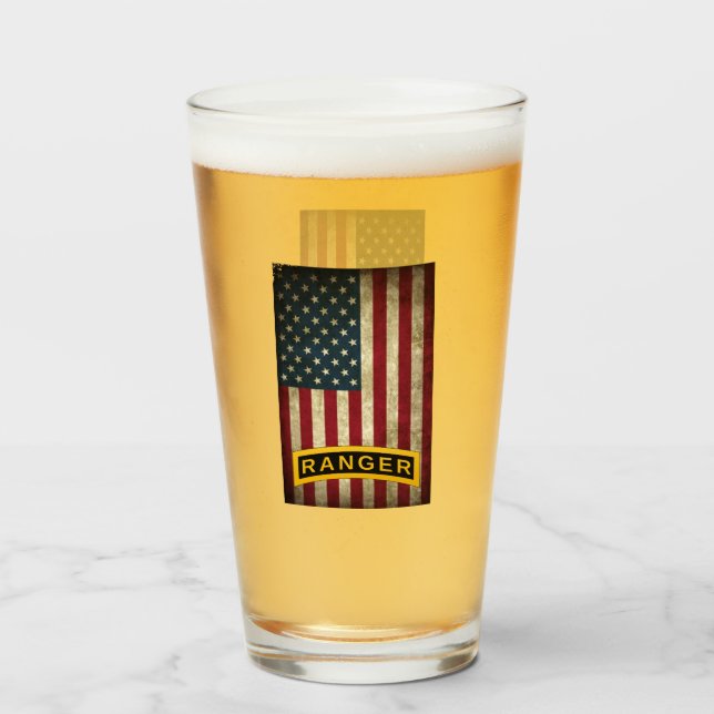 American Flag Army Ranger School Tab Glass (Front Filled)