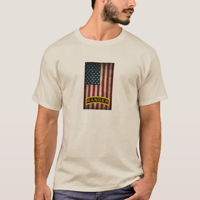 American Flag Army Ranger School Tab T-Shirt (Front)