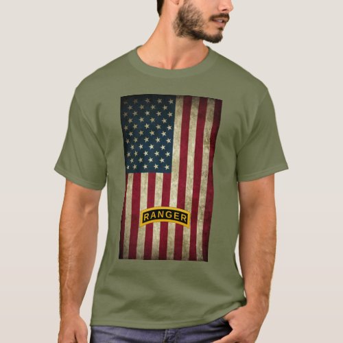 American Flag Army Ranger School Tab  T_Shirt