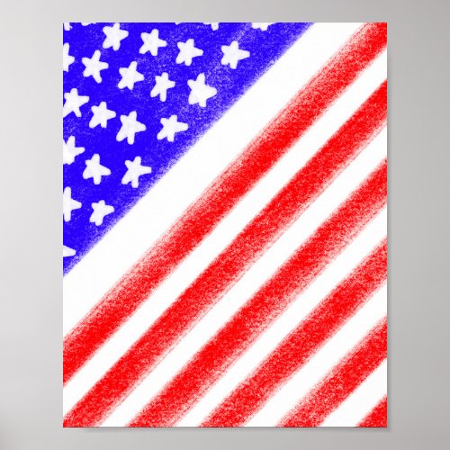 American flag art brush stroke poster