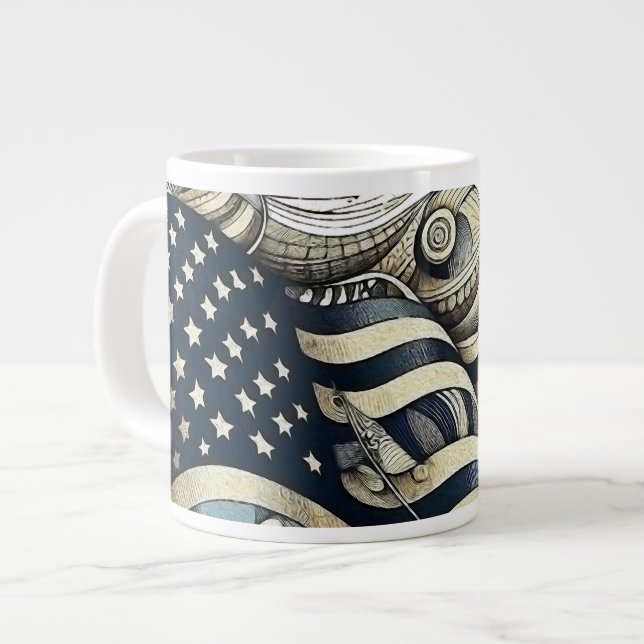 American Flag Art Giant Coffee Mug (Front Left)