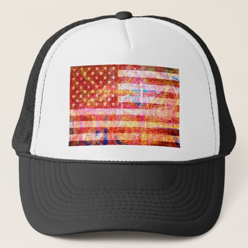 American Flag Art Grunge 2 Trucker Hat