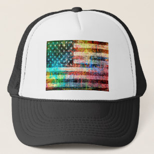 American Flag Art Grunge #3 Trucker Hat