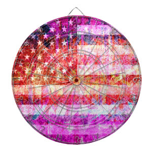 American Flag Art Grunge #4 Dartboard With Darts