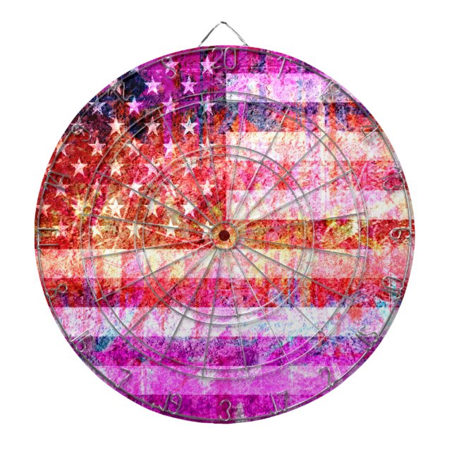 American Flag Art Grunge #4 Dartboard With Darts (Front)
