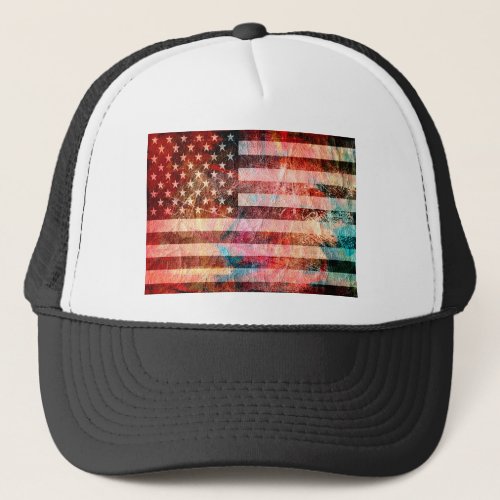 American Flag Art Grunge 5 Trucker Hat