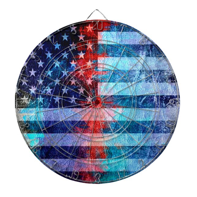 American Flag Art Grunge #6 Dart Board (Front)
