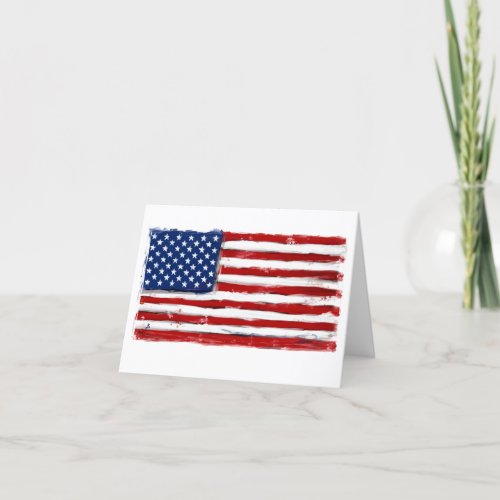 American flag art patriotic blank card USA