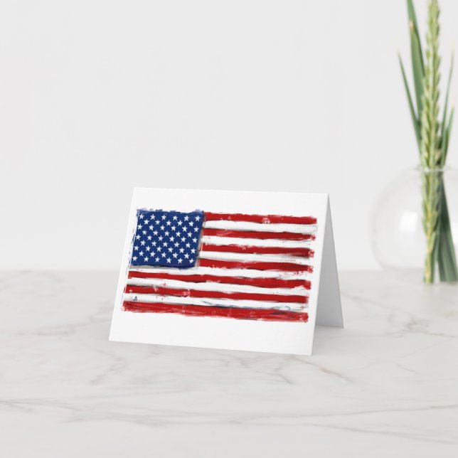 American flag art patriotic blank card USA (Front)