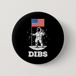 American Flag Astronaut Space 4th Of July American Button