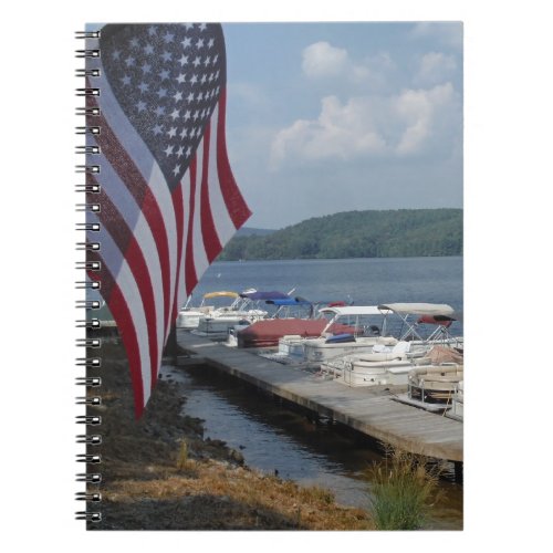 American Flag at Marina at Lake Arrowhead Notebook