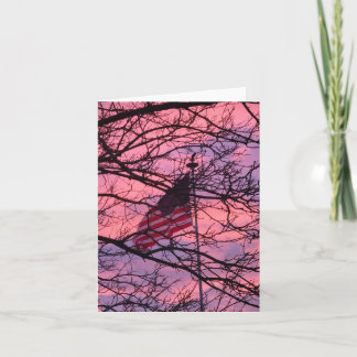 American Flag at Sunset Sympathy   Holiday Card