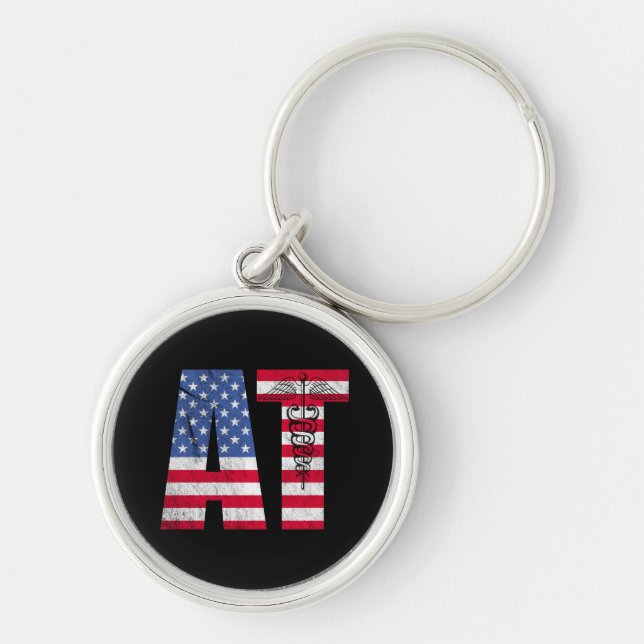 American Flag Athletic Trainer AT Keychain (Front)
