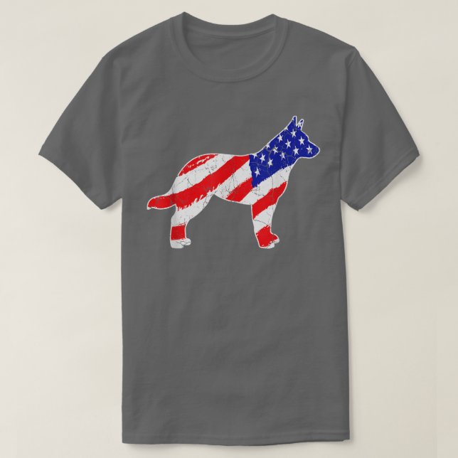 American Flag Australian Cattle Patriotic Dog Dad  T-Shirt (Design Front)