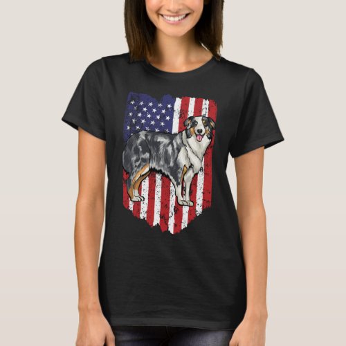 American Flag Australian Shepherd 4th Of July USA T_Shirt