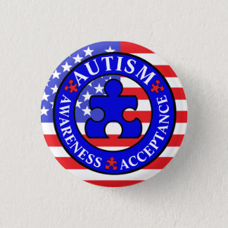 American Flag Autism Awareness Acceptance button