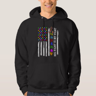 American Flag Autism Awareness Puzzle His Fight Is Hoodie