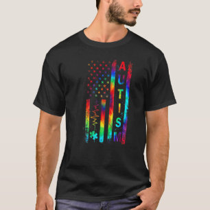 American Flag Autism Awareness Teacher Mom Support T-Shirt