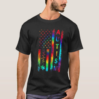 American Flag Autism Awareness Teacher Mom Support T-Shirt