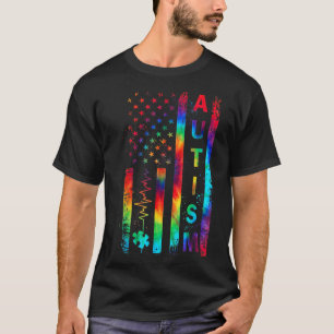 American Flag Autism Awareness Teacher Mom Support T-Shirt