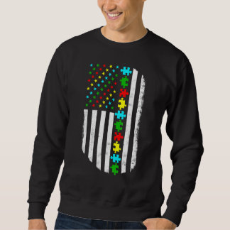 American Flag Autism Mom Autism Awareness Family Sweatshirt