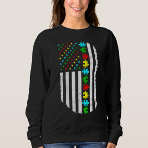 American Flag Autism Mom Autism Awareness Family Sweatshirt