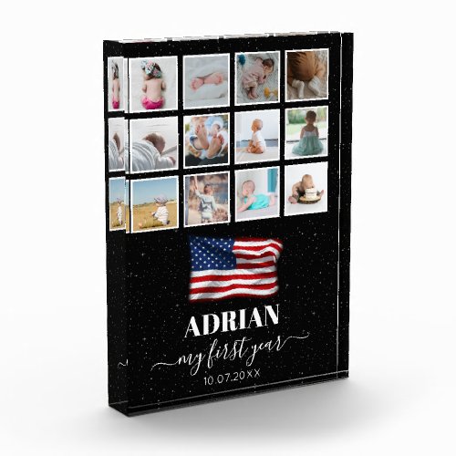 American Flag Baby First Year Photo Collage