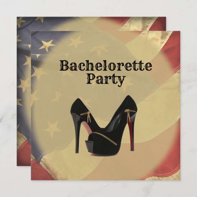 American Flag Bachelorette Party Invitation (Front/Back)
