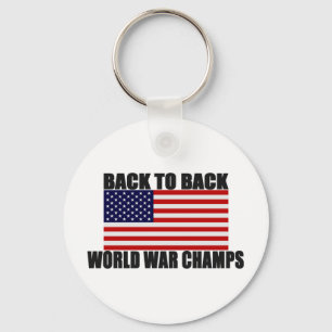 American Flag Back To Back World War Champs Keychain