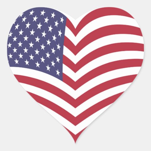 American Flag background Heart Sticker