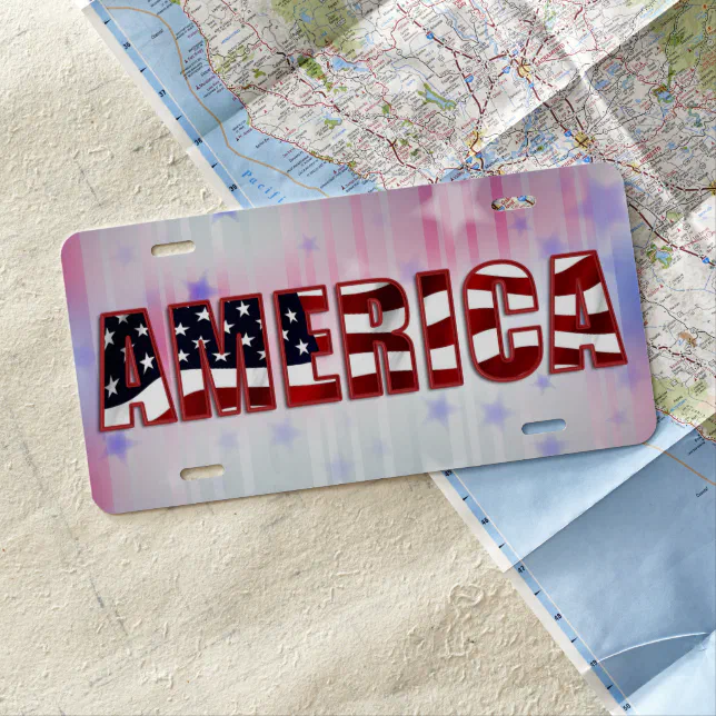 American Flag Background License Plate Zazzle