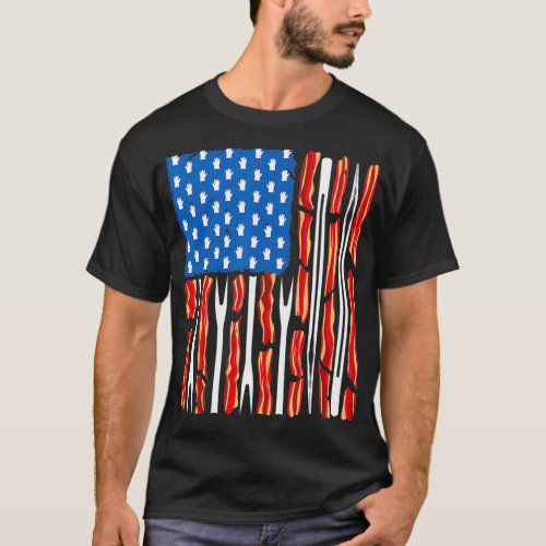 American Flag Bacon Bbq Family Barbeque Grill hors T_Shirt