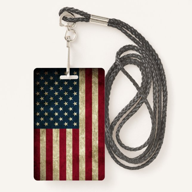 American Flag Badge (Front with Lanyard)