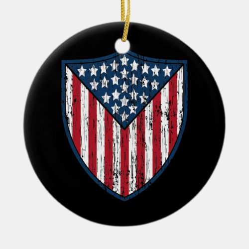 American Flag Badge 4th Of July Cool USA Ceramic Ornament