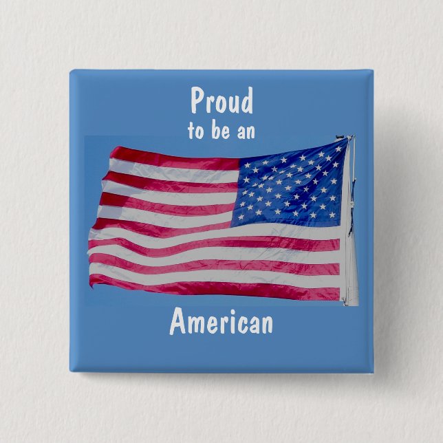 American Flag Badge Pinback Button (Front)