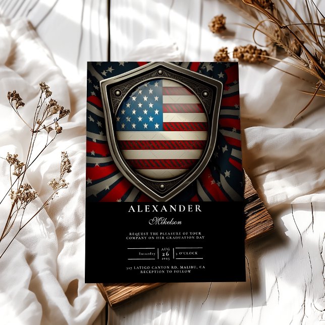 American Flag Badge Police Graduation Invitation (Creator Uploaded)