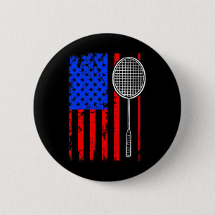 American Flag Badminton Button