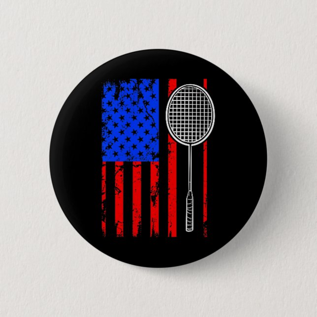 American Flag Badminton  Button (Front)