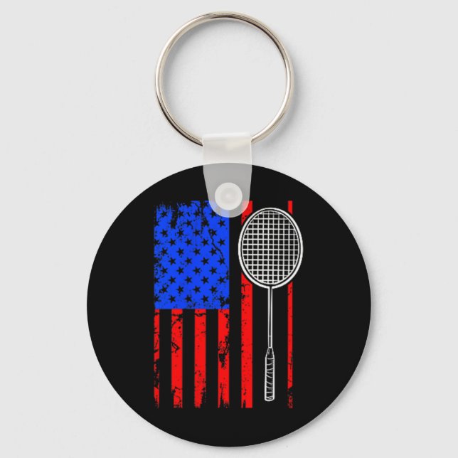 American Flag Badminton  Keychain (Front)