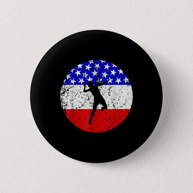 American Flag Badminton Shirt - Badminton Player  Button (Front)