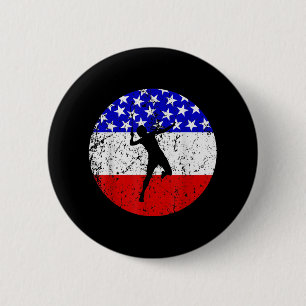 American Flag Badminton Shirt - Badminton Player Button
