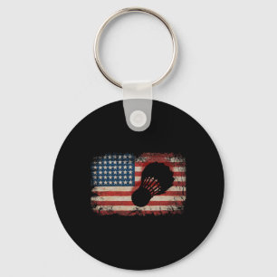 American Flag Badminton Shuttle Art Sports 2  Keychain