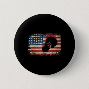 American Flag Badminton Shuttle Art Sports Button