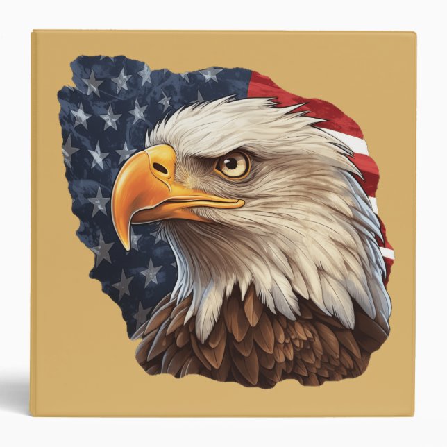 American Flag Bald Eagle 3 Ring Binder (Front)