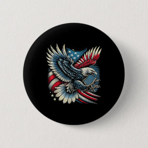 American Flag Bald Eagle 4th Of July Usa Patriotic Button